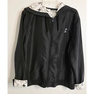 Walt Disney World Disneyland Hooded Windbreaker/Raincoat Black/White Front Zip